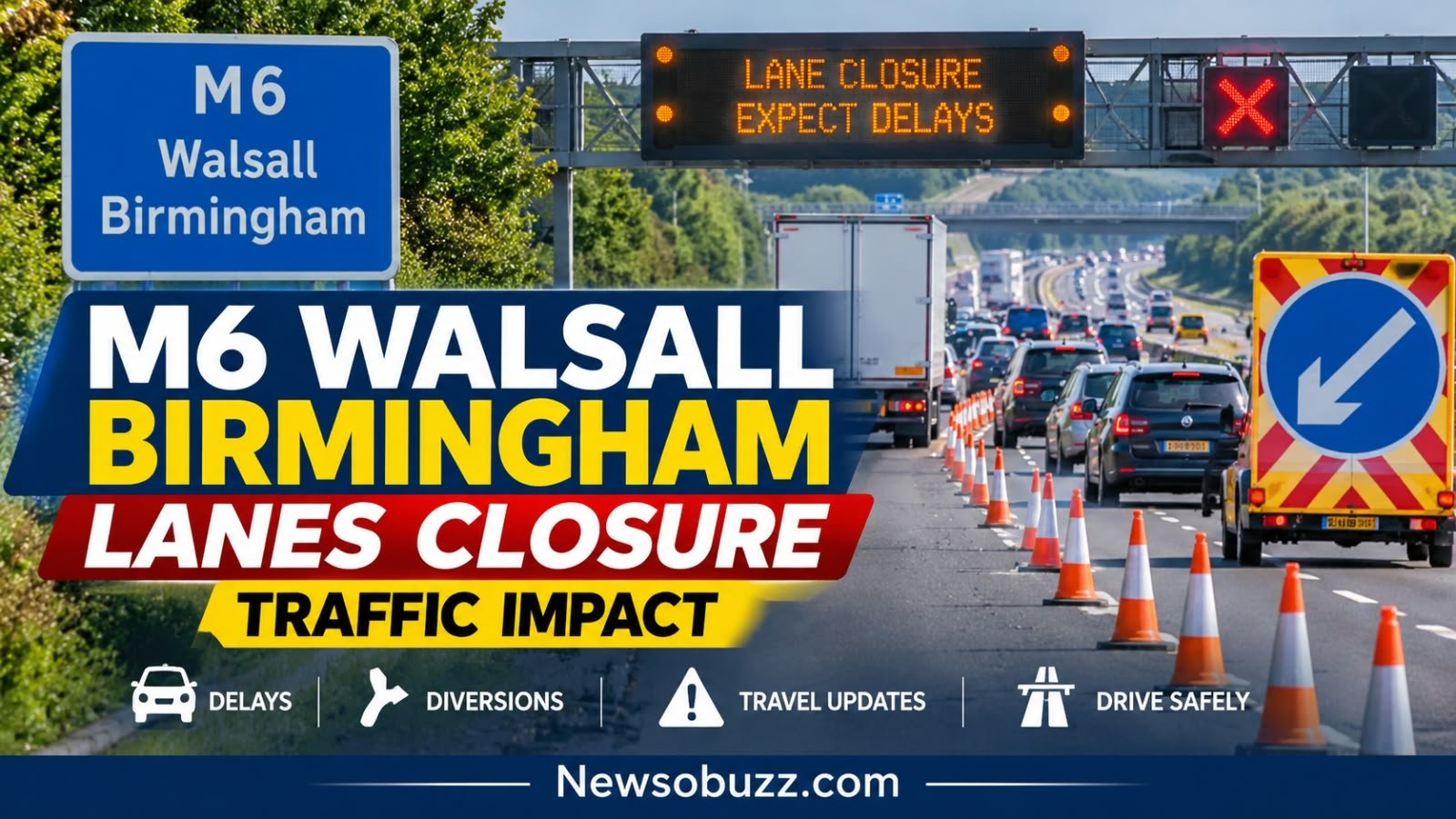m6 walsall birmingham lanes closure traffic impact